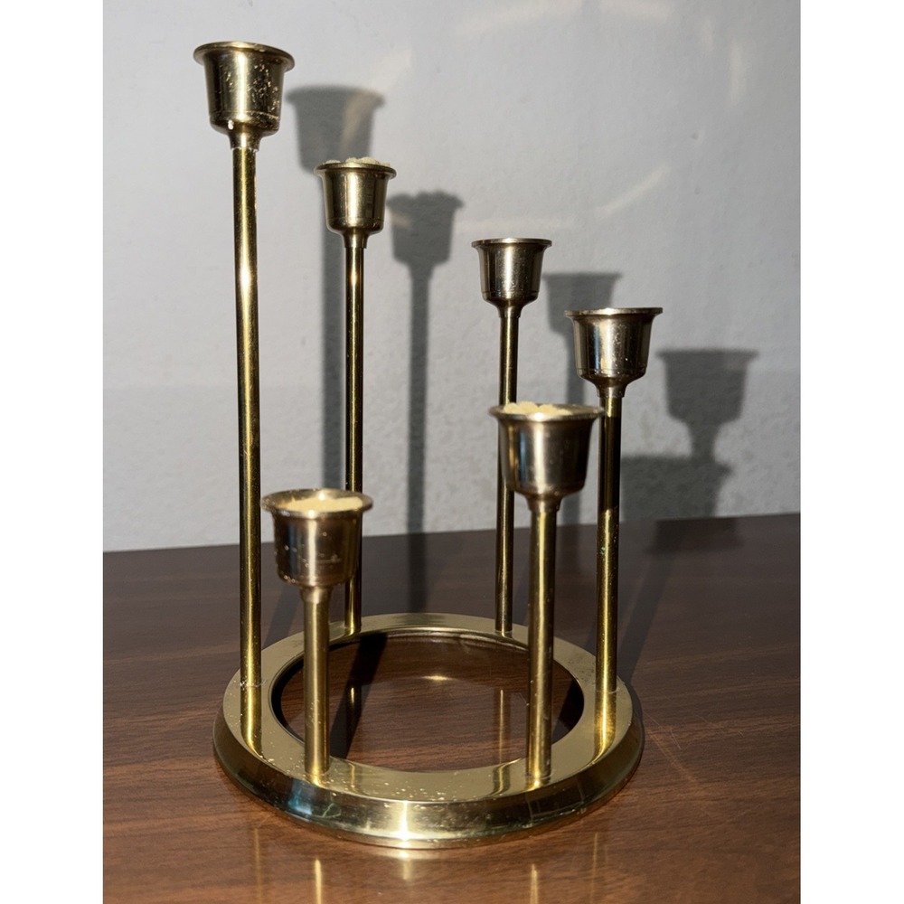 Vintage Brass Crescendo Taper Tiered Candlestick Holder Centerpiece‎ Beacon Hill